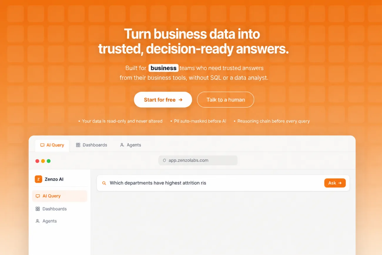 Zenzo AI revenue dashboard